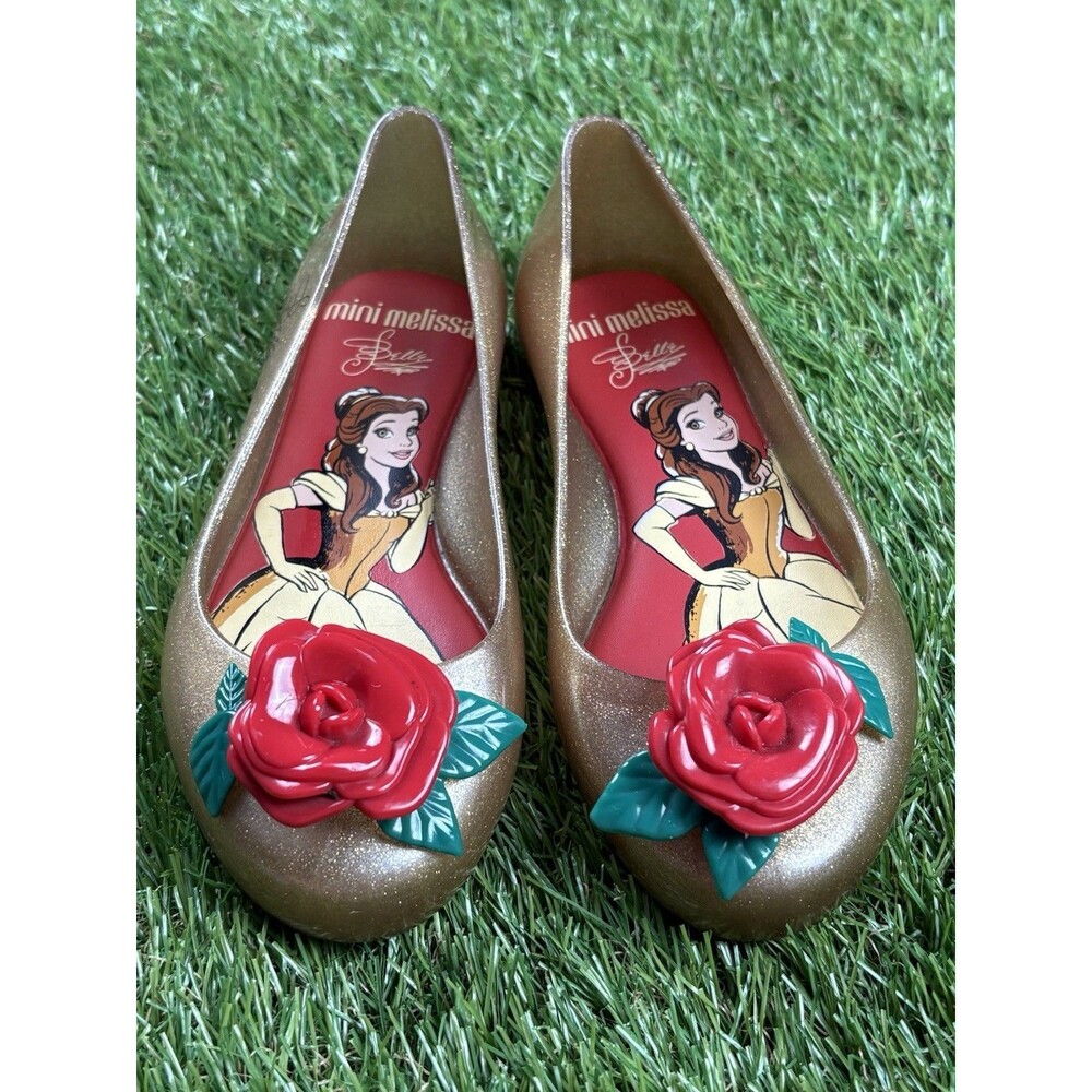 Mini Melissa Gold Beauty And The Beast Jelly Shoes Size 11